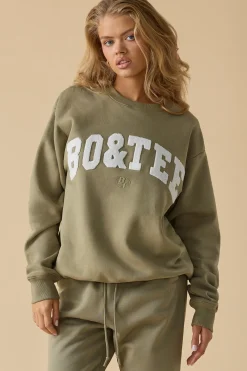 Oh Polly Tracksuits | Sweatshirts^Oversized Crew Neck Sweatshirt in Soft Olive SoftOlive