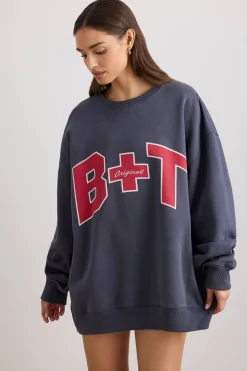 Oh Polly Women'S Clothing Sale - $65 And Under | Women'S Clothing Sale - $40 And Under^Oversized Crew Neck Sweatshirt in Slate
