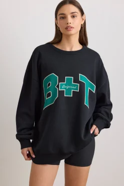 Oh Polly Women'S Clothing Sale - $65 And Under | Women'S Clothing Sale - $40 And Under^Oversized Crew Neck Sweatshirt in Black