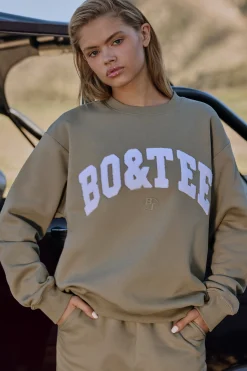 Oh Polly Tracksuits | Sweatshirts^Oversized Crew Neck Sweatshirt in Soft Olive SoftOlive