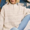 Oh Polly Knitwear | Tracksuits^Oversized Half-Zip Chunky-Knit Jumper in Ice White IceWhite