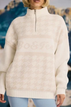 Oh Polly Knitwear | Tracksuits^Oversized Half-Zip Chunky-Knit Jumper in Ice White IceWhite