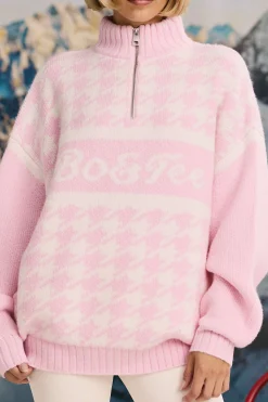 Oh Polly Knitwear | Tracksuits^Oversized Half-Zip Chunky-Knit Jumper in Pastel Pink PastelPink