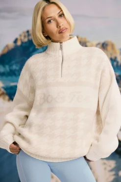Oh Polly Knitwear | Tracksuits^Oversized Half-Zip Chunky-Knit Jumper in Ice White IceWhite