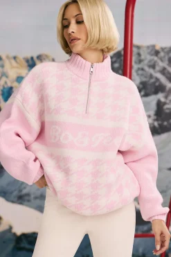 Oh Polly Knitwear | Tracksuits^Oversized Half-Zip Chunky-Knit Jumper in Pastel Pink PastelPink