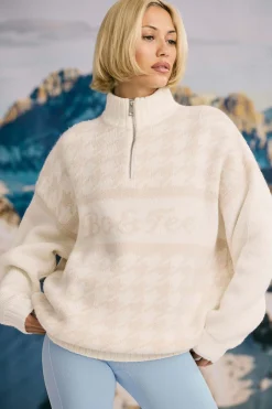 Oh Polly Knitwear | Tracksuits^Oversized Half-Zip Chunky-Knit Jumper in Ice White IceWhite