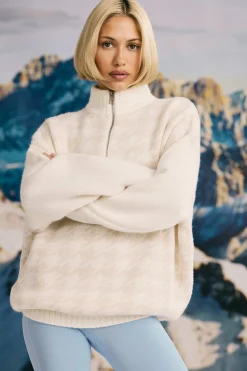 Oh Polly Knitwear | Tracksuits^Oversized Half-Zip Chunky-Knit Jumper in Ice White IceWhite