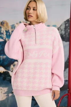 Oh Polly Knitwear | Tracksuits^Oversized Half-Zip Chunky-Knit Jumper in Pastel Pink PastelPink