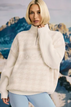 Oh Polly Knitwear | Tracksuits^Oversized Half-Zip Chunky-Knit Jumper in Ice White IceWhite