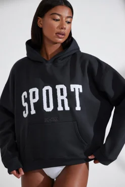 Oh Polly Tracksuits | Sweatshirts^Oversized Hooded Sweatshirt in Black