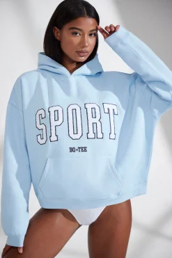 Oh Polly Tracksuits^Oversized Hooded Sweatshirt in Baby Blue BabyBlue