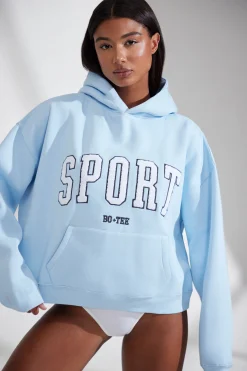 Oh Polly Tracksuits^Oversized Hooded Sweatshirt in Baby Blue BabyBlue