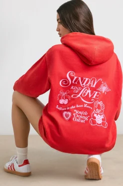 Oh Polly Tracksuits | Sweatshirts^Oversized Hoodie in Red