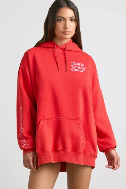 Oh Polly Tracksuits | Sweatshirts^Oversized Hoodie in Red