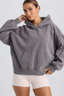 Oh Polly Tracksuits^Oversized Hoodie in Washed Charcoal WashedCharcoal