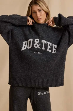 Oh Polly Knitwear | Tracksuits^Oversized Knit Jumper in Charcoal Marl CharcoalMarl
