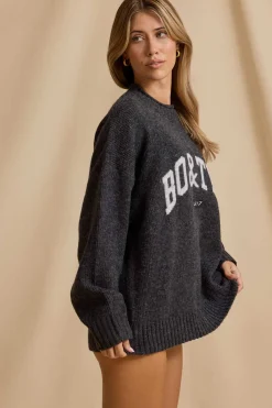 Oh Polly Knitwear | Tracksuits^Oversized Knit Jumper in Charcoal Marl CharcoalMarl