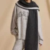 Oh Polly Knitwear^Oversized Knit Scarf in Charcoal Marl CharcoalMarl