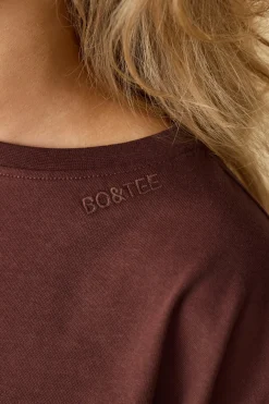 Oh Polly Tops^Oversized Long Sleeve Crop Top in Mahogany