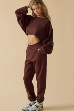 Oh Polly Tops^Oversized Long Sleeve Crop Top in Mahogany