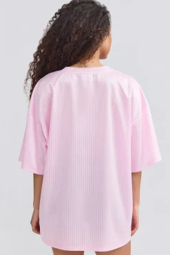 Oh Polly Tops^Oversized Piqué T-Shirt in Baby Pink BabyPink