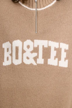 Oh Polly Knitwear^Oversized Quarter-Zip Chunky-Knit Jumper in Espresso