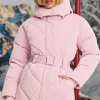 Oh Polly Coats | Tops^Oversized Quilted Hooded Ski Jacket in Pastel Pink PastelPink
