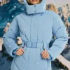 Oh Polly Coats | Tops^Oversized Quilted Hooded Ski Jacket in Ice Blue IceBlue