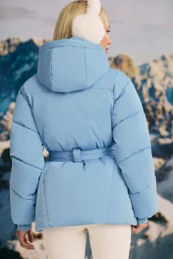 Oh Polly Coats | Tops^Oversized Quilted Hooded Ski Jacket in Ice Blue IceBlue