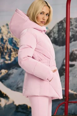 Oh Polly Coats | Tops^Oversized Quilted Hooded Ski Jacket in Pastel Pink PastelPink
