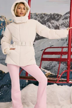 Oh Polly Coats | Tops^Oversized Quilted Hooded Ski Jacket in Ice White IceWhite