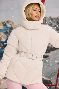 Oh Polly Coats | Tops^Oversized Quilted Hooded Ski Jacket in Ice White IceWhite