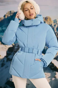 Oh Polly Coats | Tops^Oversized Quilted Hooded Ski Jacket in Ice Blue IceBlue