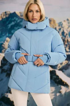 Oh Polly Coats | Tops^Oversized Quilted Hooded Ski Jacket in Ice Blue IceBlue