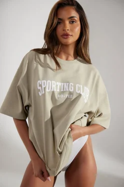 Oh Polly Tee'S & Tanks | Matching Sets^Oversized Short Sleeve T-Shirt in Limestone
