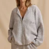 Oh Polly Knitwear^Oversized Zip-Up Cardigan in Ice Marl IceMarl