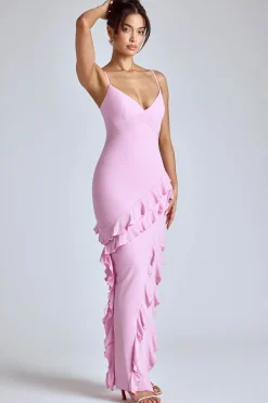 Oh Polly Wedding Guest^Panelled Ruffle Evening Gown in Baby Pink BabyPink