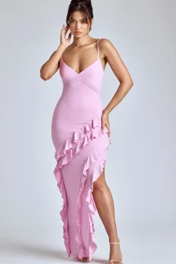 Oh Polly Wedding Guest^Panelled Ruffle Evening Gown in Baby Pink BabyPink