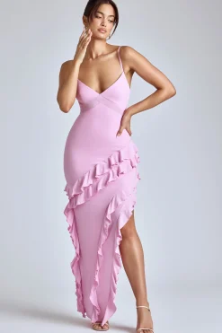 Oh Polly Wedding Guest^Panelled Ruffle Evening Gown in Baby Pink BabyPink