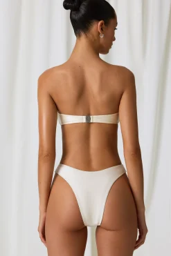 Oh Polly Bikini Sets | Bikini Tops^Pearl-Detail Bandeau Bikini Top in Pearl White PearlWhite