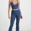 Oh Polly Petite^Petite Chunky Knit Kick Flare Trousers in Washed Navy WashedNavy