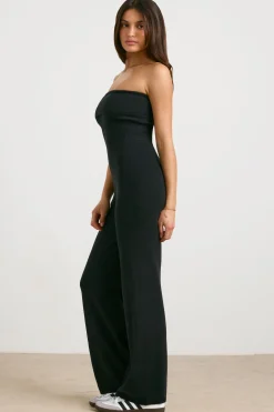 Oh Polly Petite^Petite Chunky Knit Kick Flare Unitard in Black
