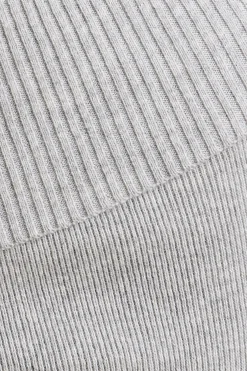 Oh Polly Petite^Petite Chunky Knit Kick Flare Trousers in Heather Grey HeatherGrey