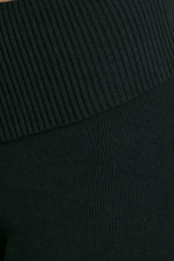 Oh Polly Petite^Petite Chunky Knit Kick Flare Trousers in Black