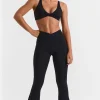 Oh Polly Petite^Petite Cross Waistband Flare Pocket Leggings in Black