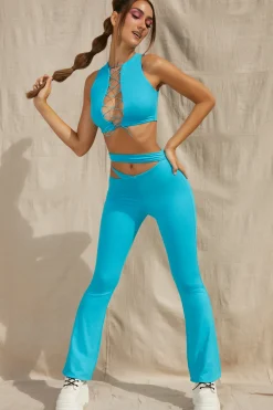 Oh Polly Women'S Clothing Sale - $65 And Under | Women'S Clothing Sale - $40 And Under^Petite Cut Out Flare Trousers in Aqua