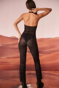 Oh Polly Women'S Clothing Sale - $65 And Under | Women'S Clothing Sale - $40 And Under^Petite Embellished Plunge Neck Jumpsuit in Black