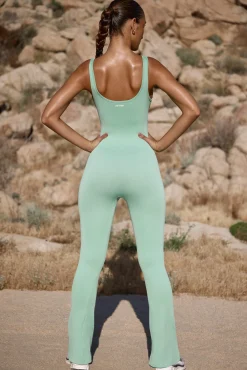 Oh Polly Petite^Petite Flared Full Length Unitard in Mint Green MintGreen