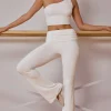 Oh Polly Petite^Petite Fold-Over Flared Trousers in Soft White SoftWhite