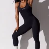 Oh Polly Petite^Petite Full Length Cut Out Back Unitard in Black